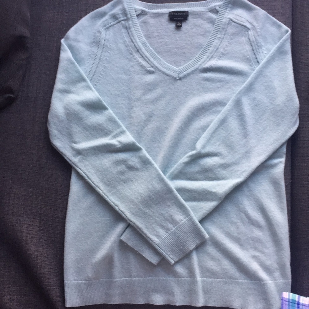 Talbots light blue cashmere sweater